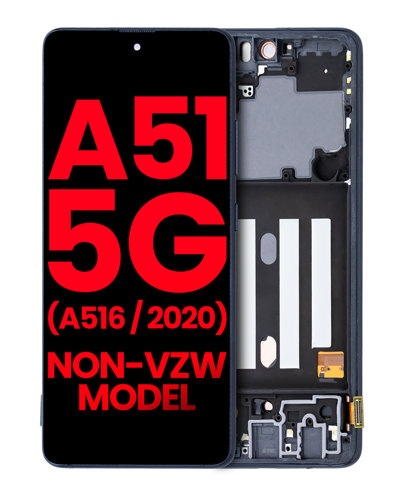 OLED Assembly With Frame Compatible For Samsung Galaxy A51 5G (A516/2020) (Non-Verizon 5G UW Frame) (6.46&quot;) (Aftermarket Plus) (Prism Cube Black)
