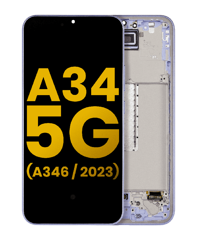 OLED Assembly With Frame Compatible For Samsung Galaxy A34 5G (A346/2023) (Refurbished) (Violet)