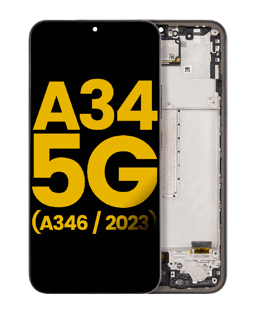 OLED Assembly With Frame Compatible For Samsung Galaxy A34 5G (A346/2023) (Refurbished) (Graphite)