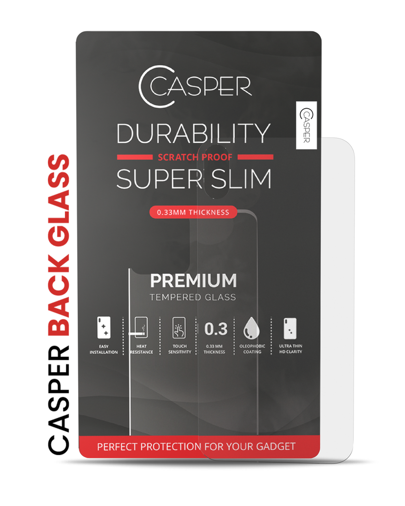 Casper Tempered Glass (Back Glass) Compatible For iPhone XS Max (Retail Pack) (Clear)