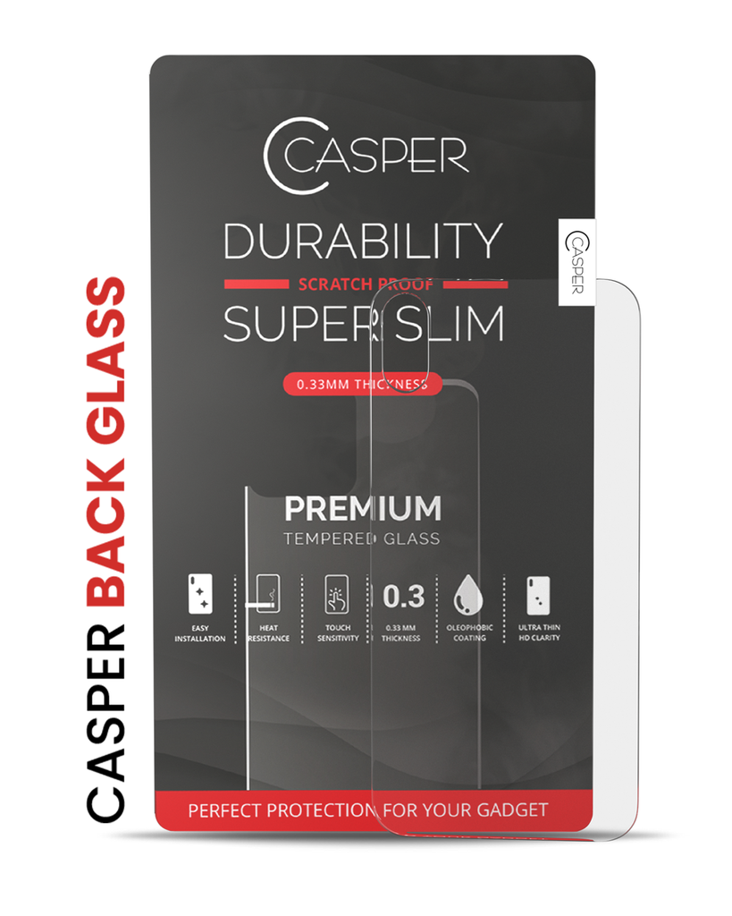 Casper Tempered Glass (Back Glass) Compatible For iPhone X / XS (Retail Pack) (Clear)