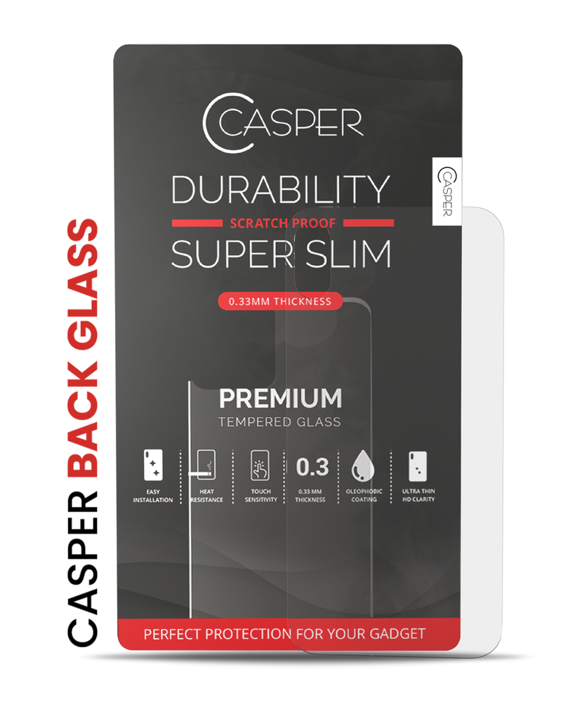 Casper Tempered Glass (Back Glass) Compatible For iPhone XR (Retail Pack) (Clear)