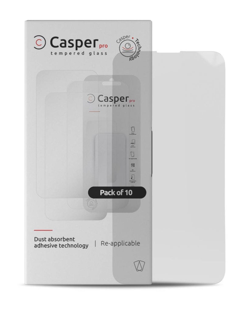 Casper Pro Tempered Glass Compatible For iPhone 15 Pro Max (10 Pack) (Clear)