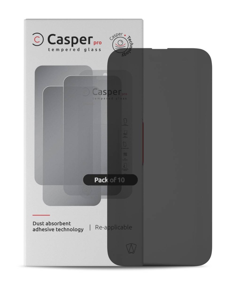 Casper Pro Tempered Glass Compatible For iPhone 15 Pro Max (10 Pack) (Privacy)