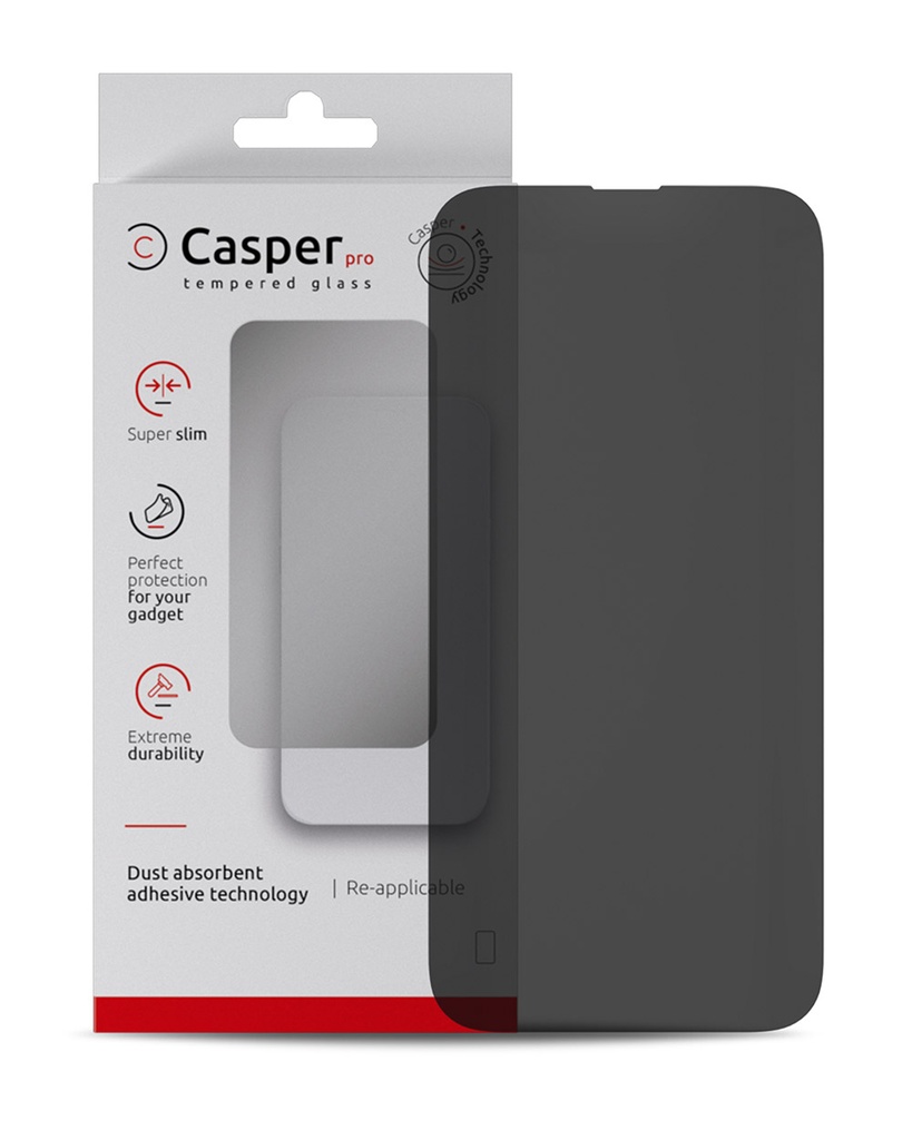 Casper Pro Tempered Glass Compatible For iPhone 15 Pro (Retail Pack) (Privacy)