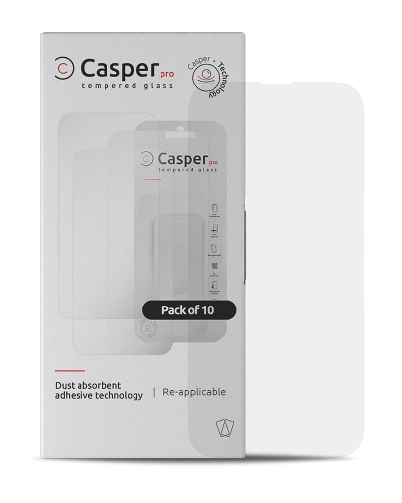 Casper Pro Tempered Glass Compatible For iPhone 15 Pro (10 Pack) (Clear)