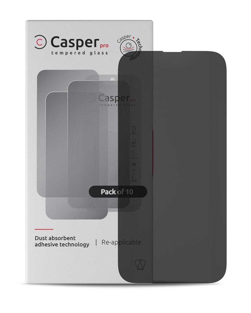 Casper Pro Tempered Glass Compatible For iPhone 15 Pro (10 Pack) (Privacy)