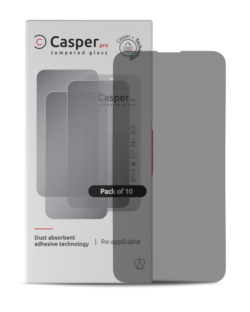Casper Pro Tempered Glass Compatible For iPhone 15 / 16 (10 Pack) (Privacy)