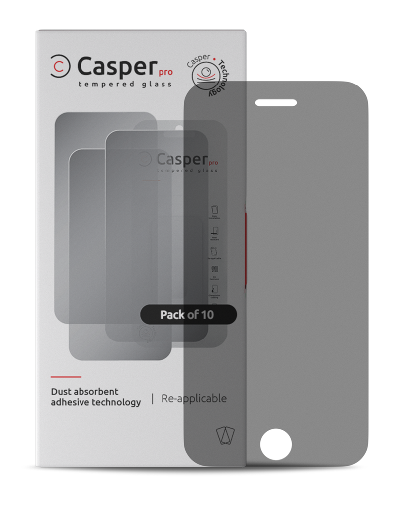 Casper Pro Tempered Glass Compatible For iPhone 6 / 6S / 7 / 8 / SE (2020) / SE (2022) (Retail Pack) (Privacy)