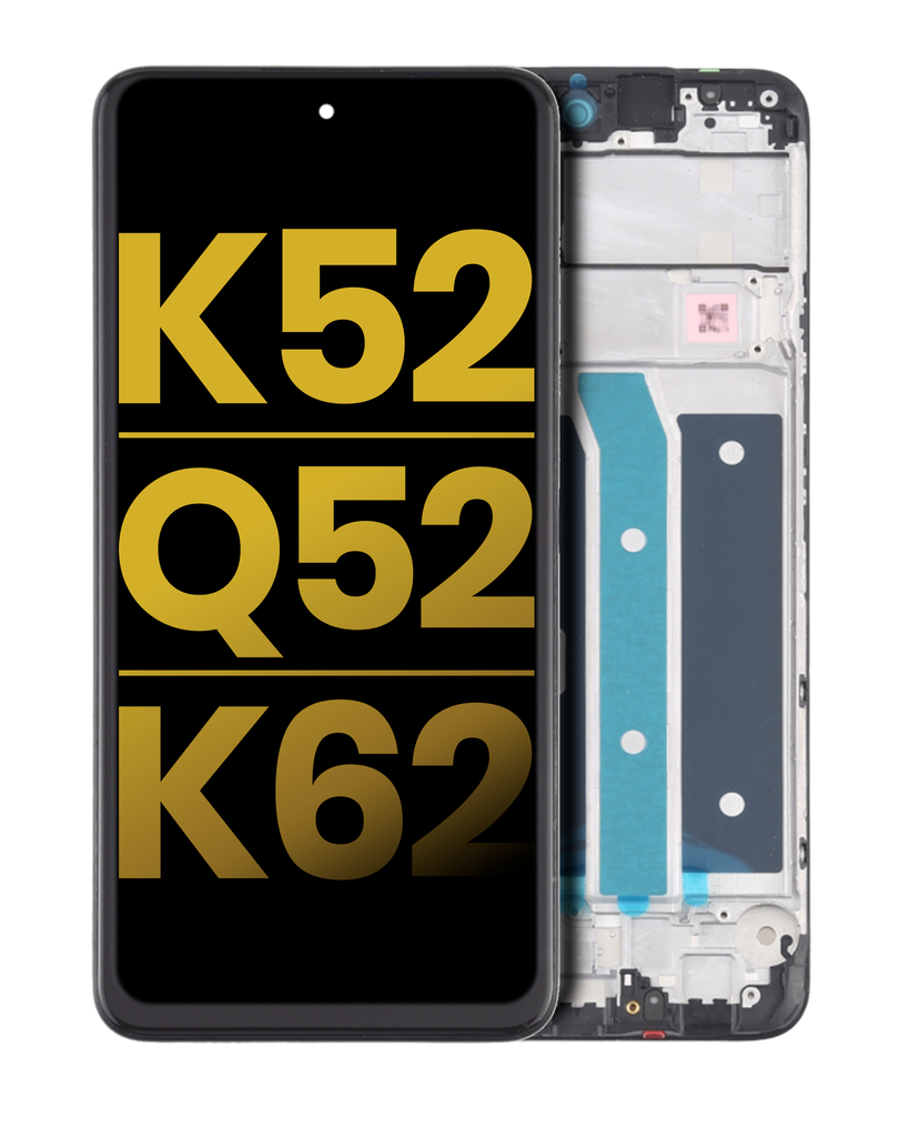LCD Assembly With Frame Compatible For LG K52 / Q52 / K62 (Refurbished) (Black)