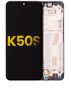 LCD Assembly With Frame Compatible For LG K50s (Refurbished) (Black)