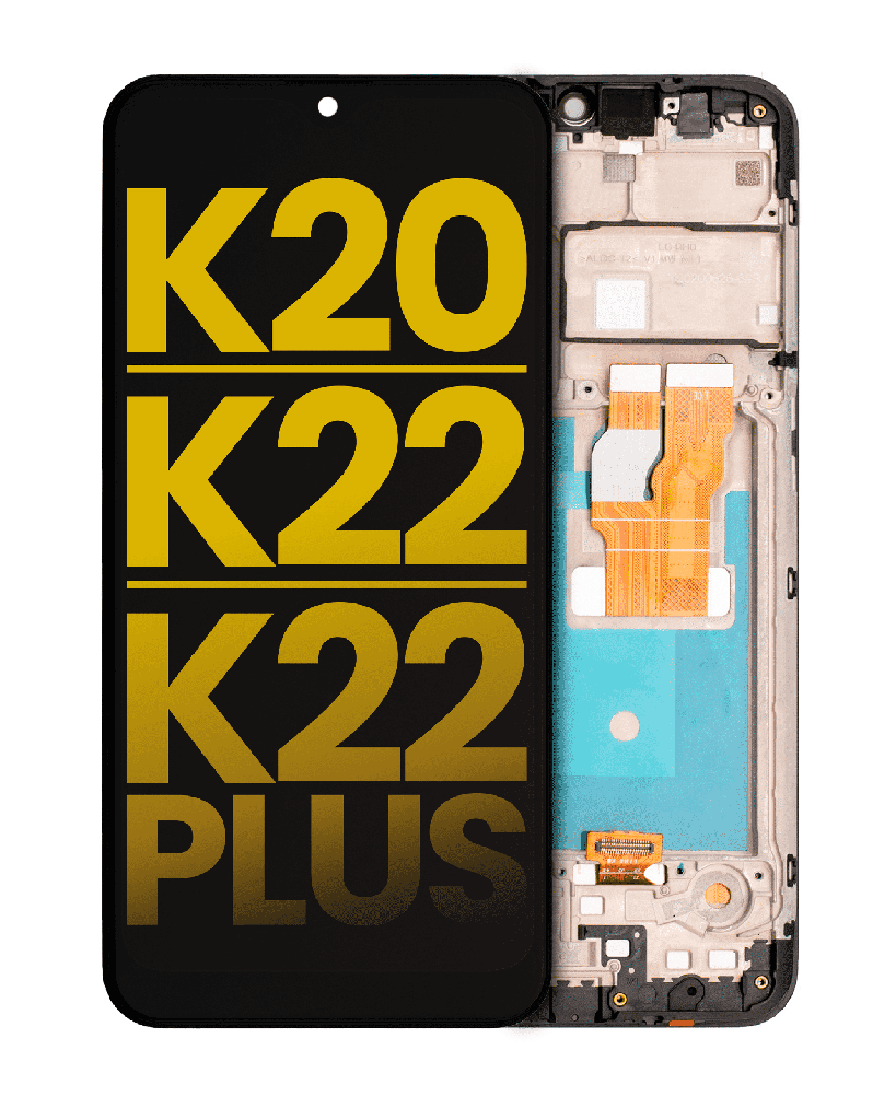 LCD Assembly With Frame Compatible For LG K20 (2020) / K22 / K22 Plus (K220) / K32 (Refurbished) (Black)
