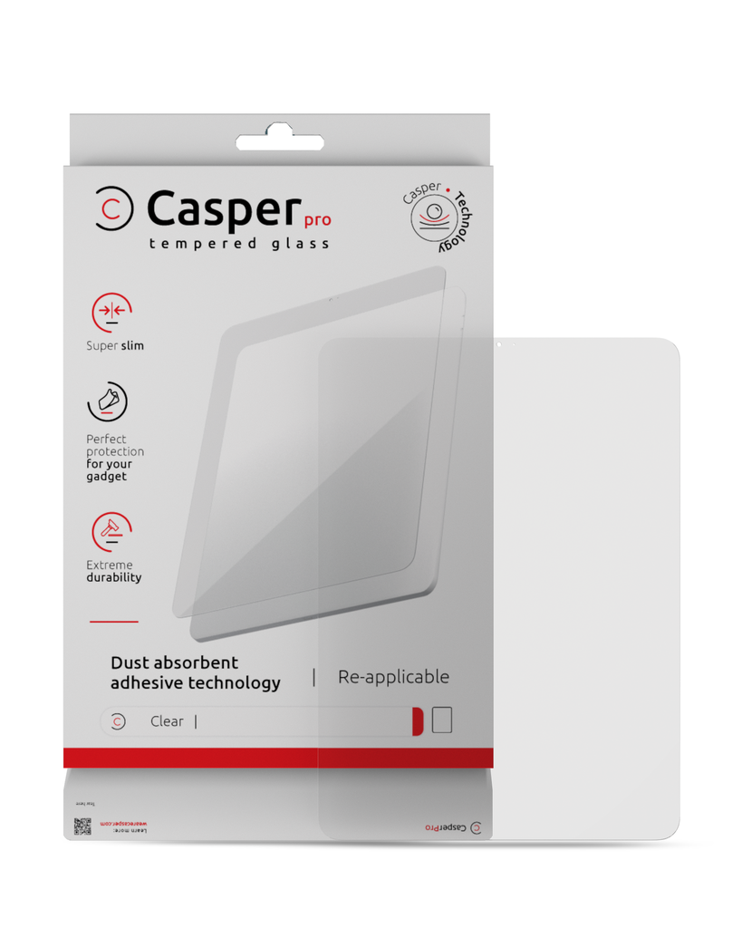 Casper Pro Tempered Glass Compatible For iPad Pro 13&quot; (2024) (Retail Pack) (Clear)