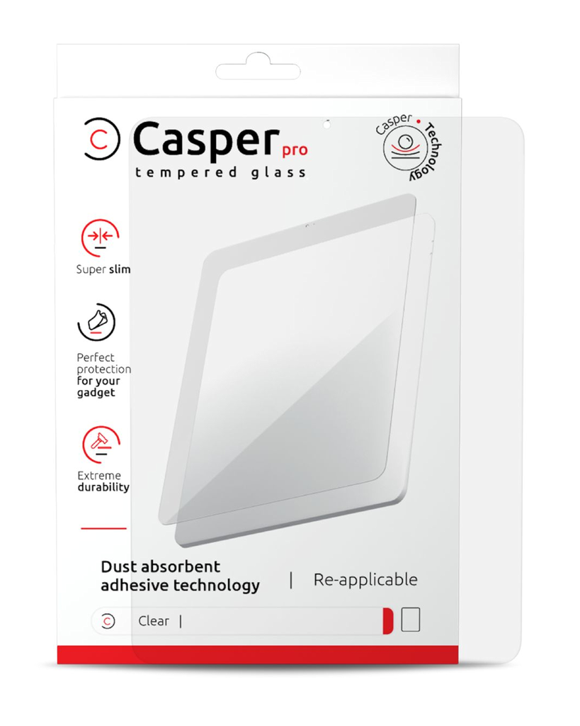 Casper Pro Tempered Glass Compatible For iPad Pro 11&quot; 1st Gen / Pro 11&quot; 2nd Gen / Pro 11&quot; 3rd Gen / Pro 11&quot; 4th 2022 / Air 4 / Air 5 (Retail Pack) (Clear)