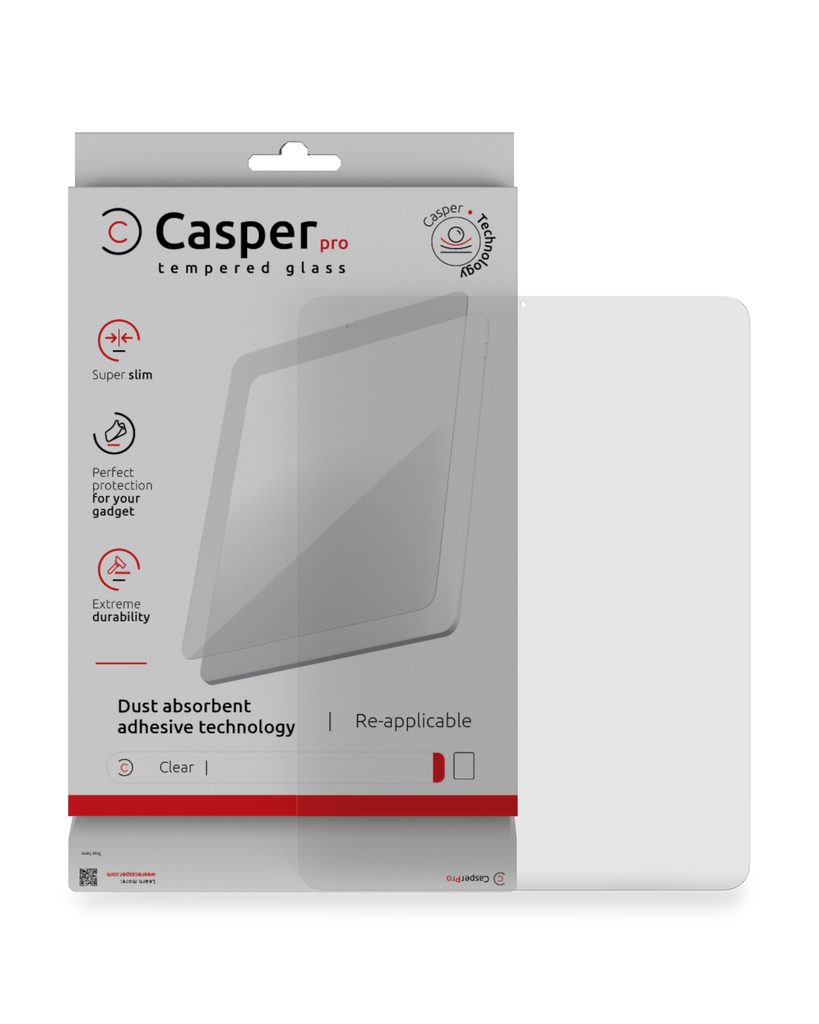 Casper Pro Tempered Glass Compatible For iPad Pro 11&quot; 5th Gen (2024) (Retail Pack) (Clear)