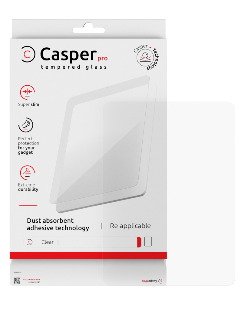 Casper Pro Tempered Glass Compatible For iPad Air 11&quot; (2024) (Retail Pack) (Clear)
