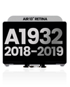 Complete LCD Display Assembly Compatible For MacBook Air 13&quot; Retina (A1932 / Late 2018 / Early 2019) (Used OEM Pull: Grade A) (Space Gray)