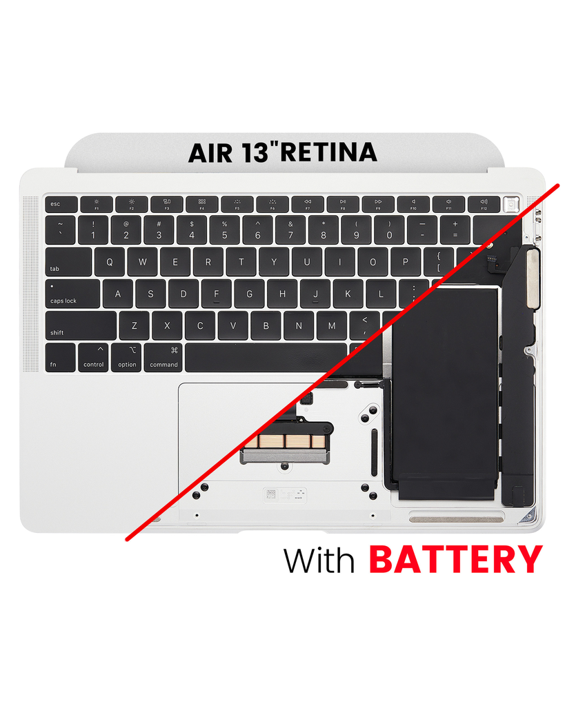 Top Case Assembly With Battery And Keyboard Compatible For MacBook Air 13&quot; Retina (A1932 / Late 2018 / Early 2019 / Mid 2019) (US English) (Used OEM Pull: Grade A) (Silver)