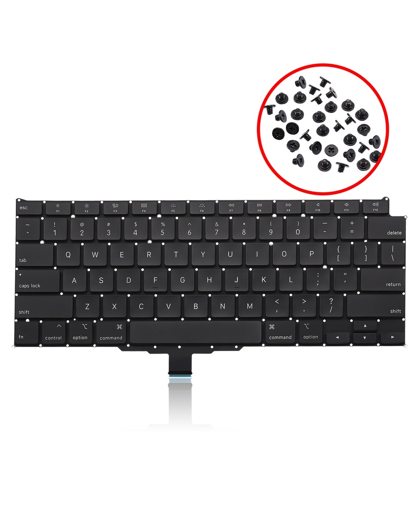 Keyboard W/ Backlight &amp; Screws Compatible For MacBook Air 13&quot; Retina (A2179 / Early 2020) (US English)