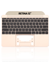 Top Case With Keyboard And Microphone Compatible For MacBook Retina 12&quot; (A1534 / Early 2016 / Mid 2017) (US English) (Used OEM Pull: Grade B/C) (Gold)