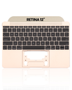 Top Case With Keyboard And Microphone Compatible For MacBook Retina 12&quot; (A1534 / Early 2016 / Mid 2017) (US English) (Used OEM Pull: Grade A) (Gold)