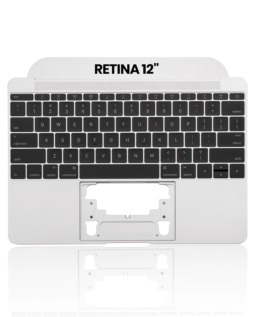 Top Case With Keyboard And Microphone Compatible For MacBook Retina 12&quot; (A1534 / Early 2016 / Mid 2017) (US English) (Used OEM Pull: Grade New) (Silver)