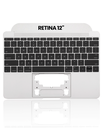 Top Case With Keyboard And Microphone Compatible For MacBook Retina 12&quot; (A1534 / Early 2016 / Mid 2017) (US English) (Used OEM Pull: Grade New) (Silver)