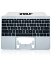 Top Case With Keyboard Compatible For MacBook Retina 12&quot; (A1534 / Early 2015) (US English) (Used OEM Pull: Grade New) (Silver)