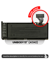 Battery (A1331) Compatible For MacBook Unibody 13&quot; (A1342 / Late 2009 / Mid 2010)
