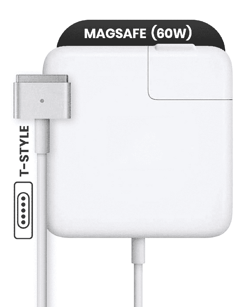 60W MagSafe Power Adapter With Cable (T-Style) For MacBook (OEM Pull Grade: A/B)