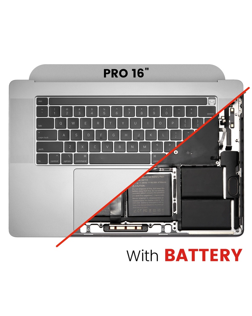 Top Case Assembly With Battery And Keyboard Compatible For MacBook Pro 16&quot; (A2141 / Mid 2019) (US English) (Used OEM Pull: Grade New) (Space Gray)