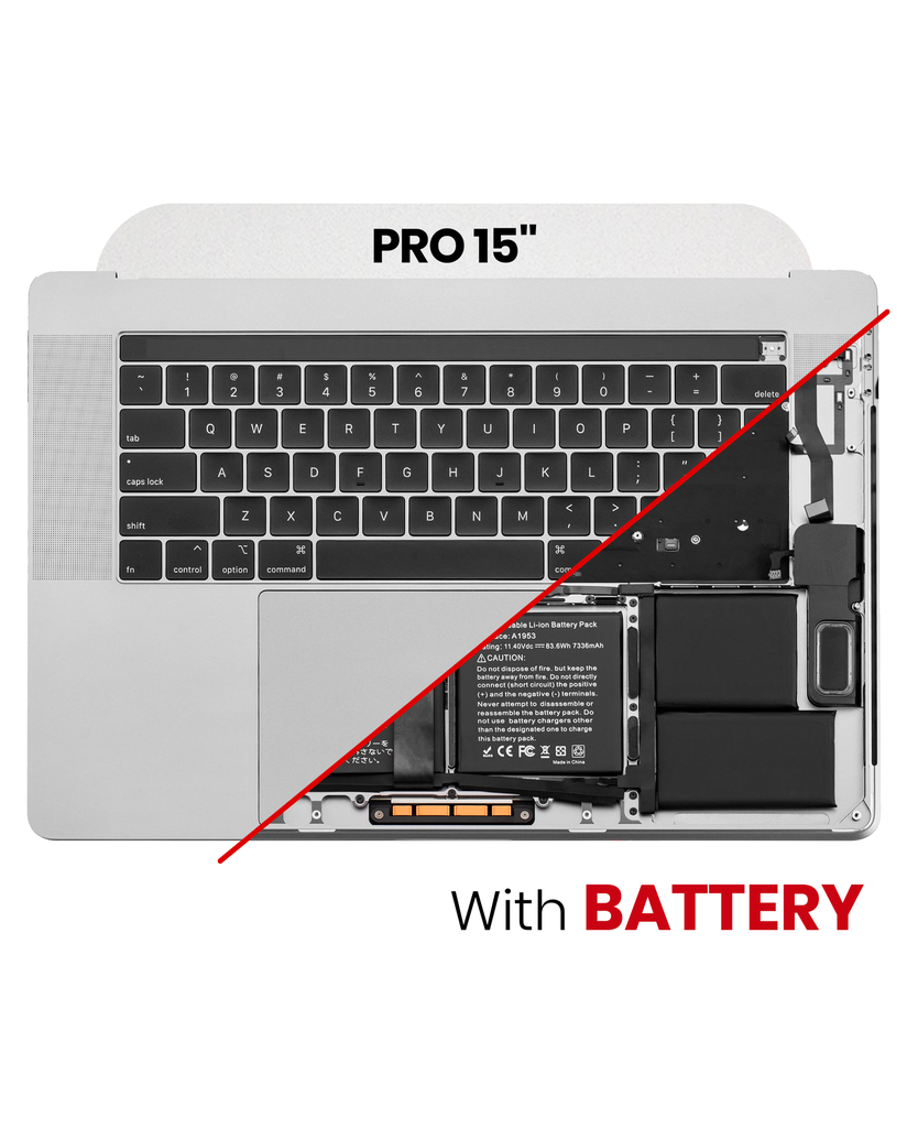 Top Case Assembly (With Battery And Keyboard) Compatible For MacBook Pro 15&quot; Touch Bar (A1990 / Late 2018 / Early 2019) (Silver) (US English)