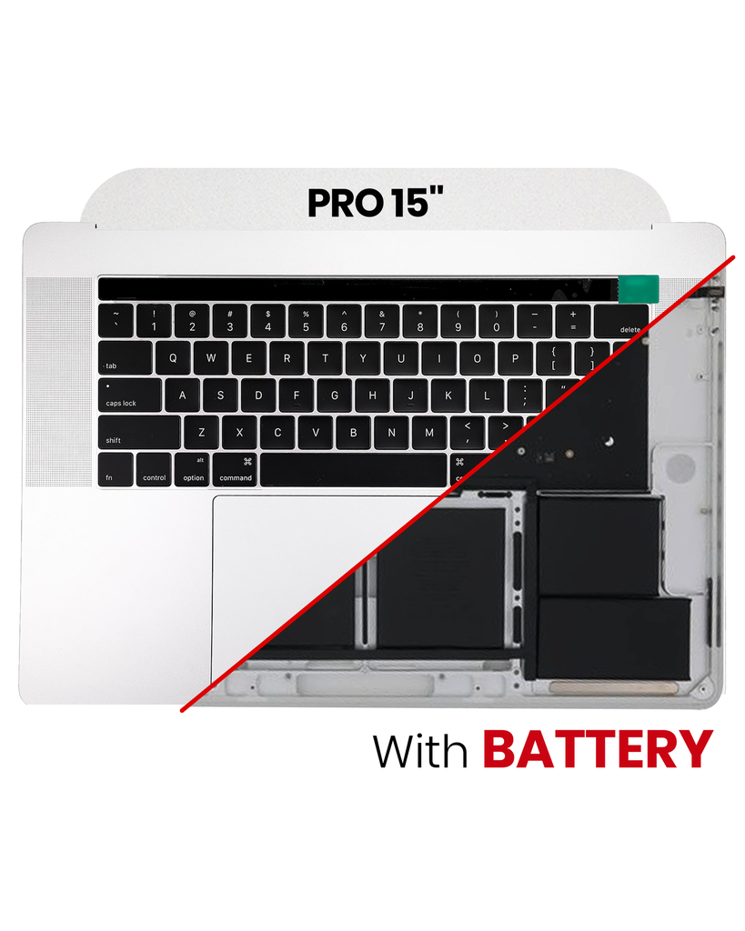 Top Case Assembly With Battery And Keyboard Compatible For MacBook Pro 15&quot; Touch Bar (A1707 / Late 2016 / Mid 2017) (US Keyboard) (Used OEM Pull: Grade A) (Sliver)