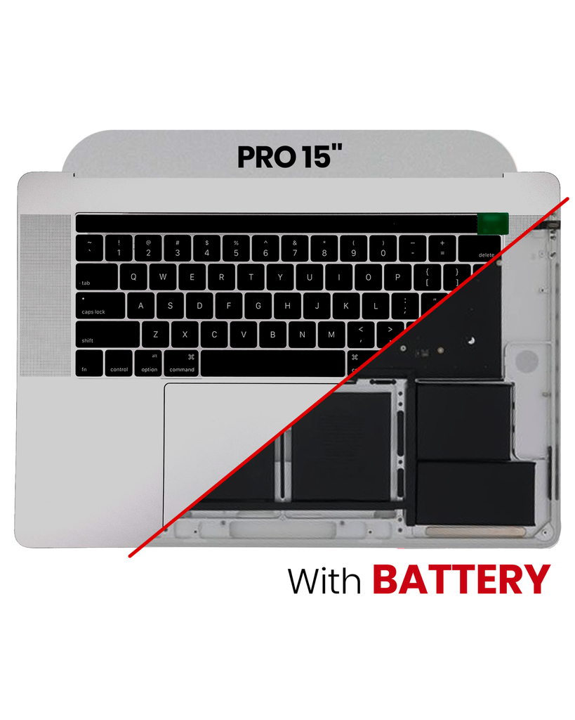 Top Case Assembly With Battery And Keyboard Compatible For MacBook Pro 15&quot; Touch Bar (A1707 / Late 2016 / Mid 2017) (US Keyboard) (Used OEM Pull: Grade A) (Space Gray)