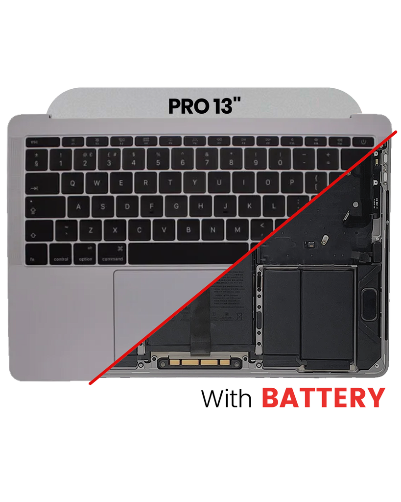 Top Case With Keyboard &amp; Trackpad Compatible For MacBook Pro 13&quot; (A1989 / Late 2018 / Early 2019) (UK Keyboard) (Used OEM Pull: Grade B/C) (Space Gray)