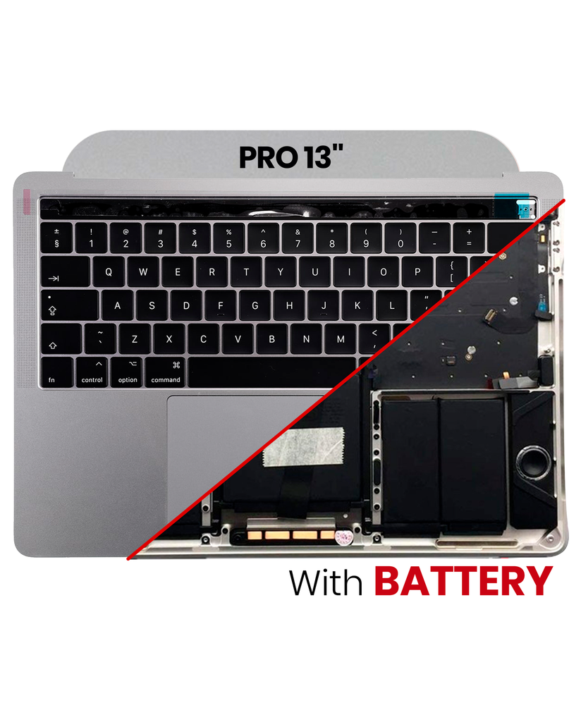 Top Case Assembly With Battery And Keyboard Compatible For MacBook Pro 13&quot; Touch Bar (A1706 / Late 2016 / Mid 2017) (US Keyboard) (Space Gray)