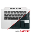 Top Case Assembly With Battery And Keyboard Compatible For MacBook Pro 15&quot; Retina (A1398 / Late 2013 / Mid 2014) (US Keyboard) (Used OEM Pull: Grade B/C)