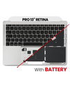 Top Case Assembly With Battery And Keyboard Compatible For MacBook Pro 13&quot; Retina (A1708 / Late 2016) (US Keyboard) (Used OEM Pull: Grade New) (Silver)