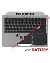 Top Case Assembly With Battery And Keyboard Compatible For MacBook Pro 13&quot; Retina (A1708 / Late 2016) (US Keyboard) (Used OEM Pull: Grade New) (Space Gray)
