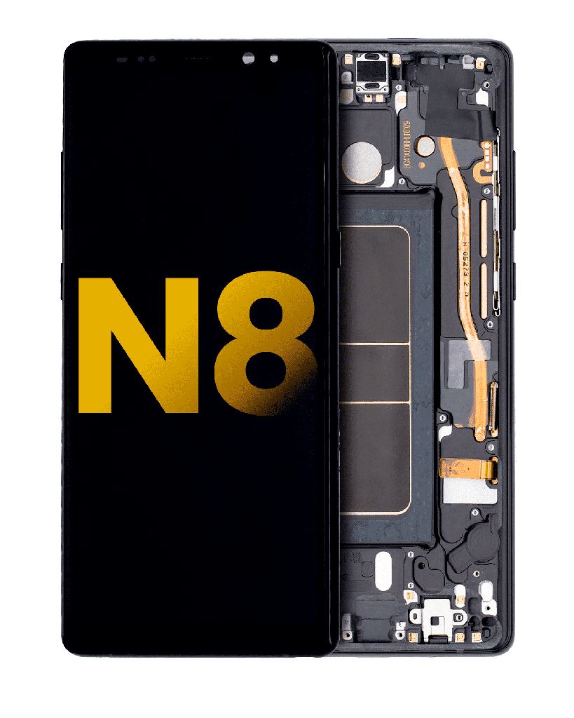 OLED Assembly With Frame Compatible For Samsung Galaxy Note 8 (Refurbished) (Midnight Black)