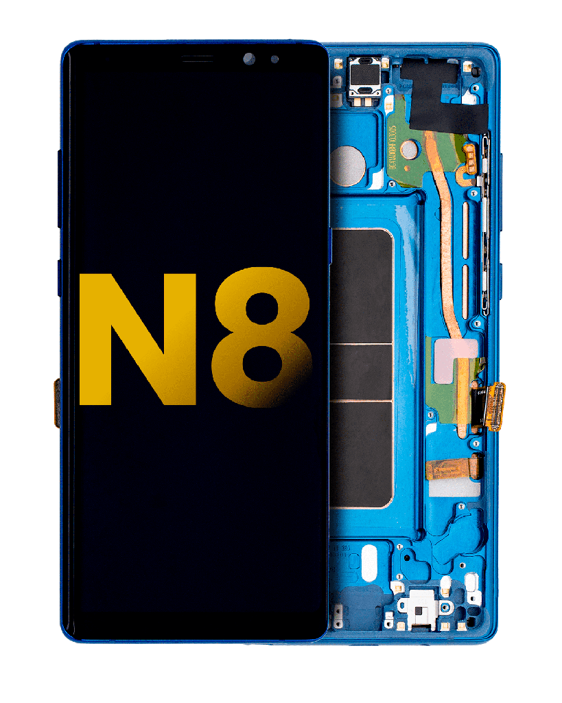 OLED Assembly With Frame Compatible For Samsung Galaxy Note 8 (Refurbished) (Deep Sea Blue)