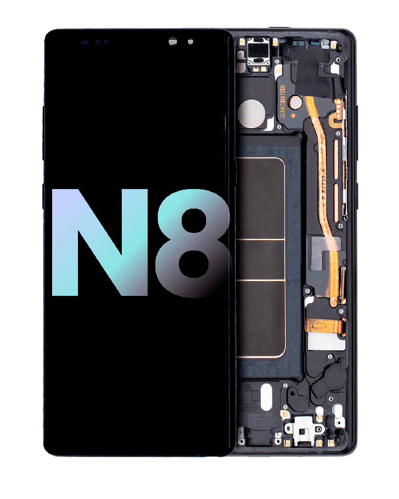 OLED Assembly With Frame Compatible For Samsung Galaxy Note 8 (Service Pack) (Midnight Black)