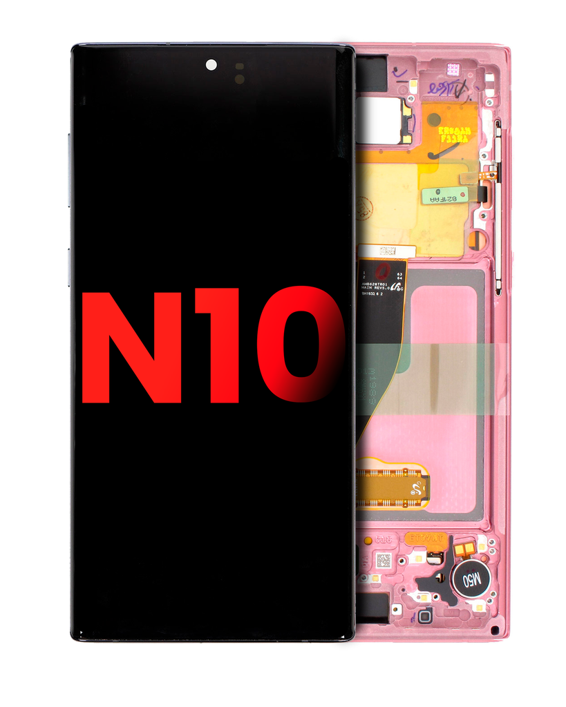 OLED Assembly With Frame Compatible For Samsung Galaxy Note 10 (Aftermarket Plus) (Aura Pink)