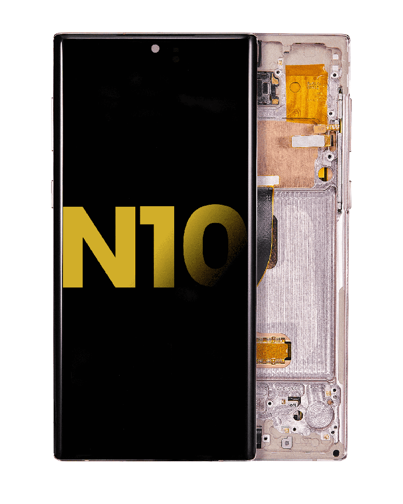 OLED Assembly With Frame Compatible For Samsung Galaxy Note 10 (Refurbished) (Aura Glow / Silver)