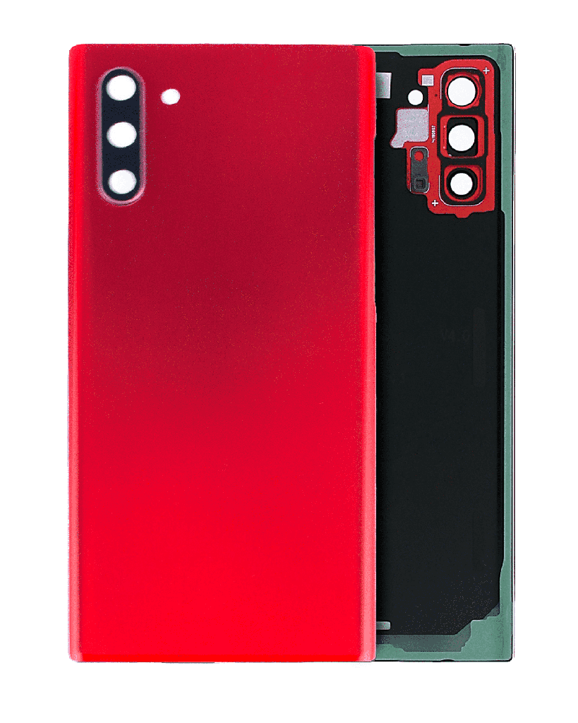 Back Cover Glass With Camera Lens Compatible For Samsung Galaxy Note 10 (No Logo) (Aftermarket Plus) (Aura Red)