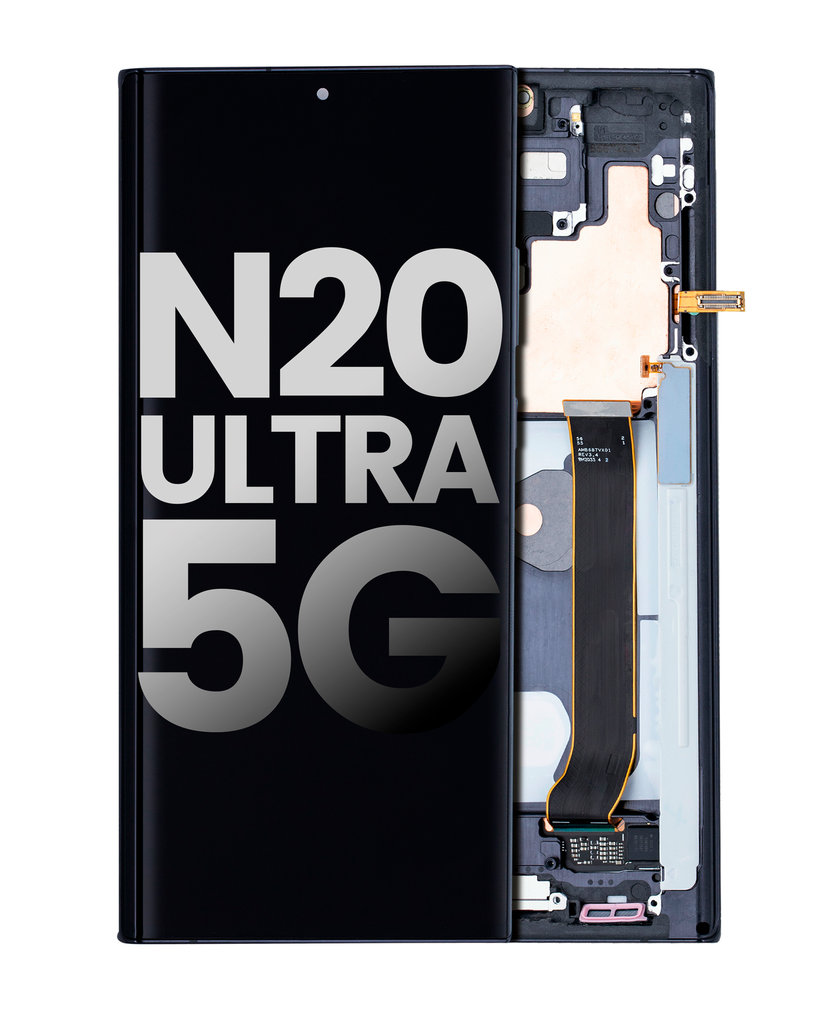 OLED Assembly With Frame Compatible For Samsung Galaxy Note 20 Ultra 5G (Used OEM Pull: Grade B/C) (Mystic Black)