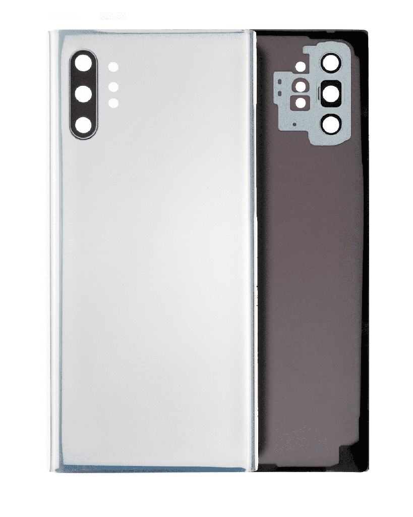 Back Cover Glass With Camera Lens Compatible For Samsung Galaxy Note 10 Plus / 5G (No Logo) (Aftermarket Plus) (Aura Glow / Silver)