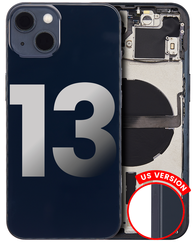 Back Housing W/ Small Components Pre-Installed Compatible For iPhone 13 (US Version) (Used OEM Pull: Grade B) (Midnight)