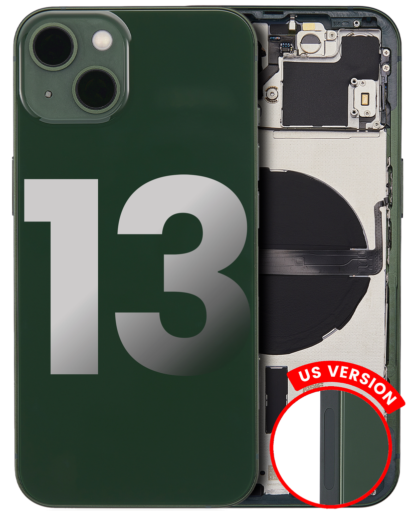 Back Housing W/ Small Components Pre-Installed Compatible For iPhone 13 (US Version) (Used OEM Pull: Grade A) (Green)
