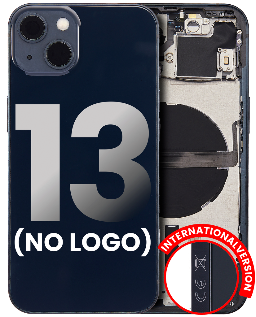 Back Housing W/ Small Components Pre-Installed Compatible For iPhone 13 (No Logo) (Aftermarket Plus) (International Version) (Midnight)